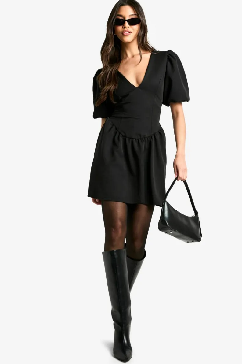 Smock Dresses|Mini Dresses*boohoo Puff Sleeve Smock Dress black