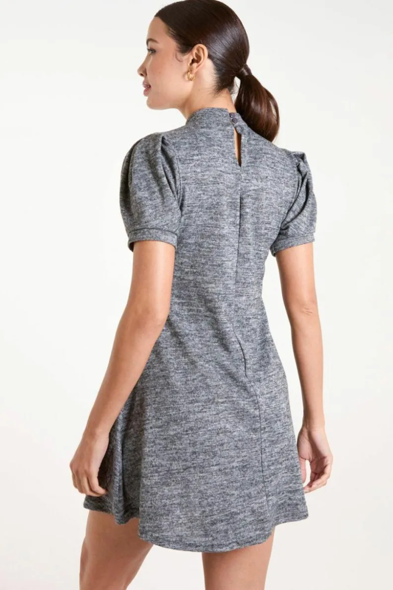 Smock Dresses*Blue Vanilla Puff Sleeve Smock Dress Charcoal