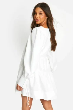 Smock Dresses*boohoo Puff Sleeve Tiered Smock Dress white