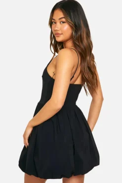 Smock Dresses*boohoo Puffball Skirt Bengaline Mini Dress black