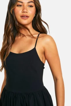 Smock Dresses*boohoo Puffball Skirt Bengaline Mini Dress black