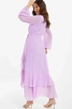 Midi Dresses*Quiz Chiffon Frill Hem Midi Dress Purple
