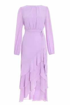 Midi Dresses*Quiz Chiffon Frill Hem Midi Dress Purple