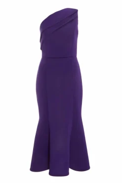 Midi Dresses*Quiz One Shoulder Peplum Midi Dress Purple