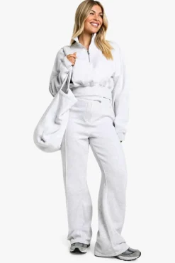 Sweatshirts|Hoodies & Sweatshirts*boohoo Quarter Zip Cropped Sweatshirt ash grey