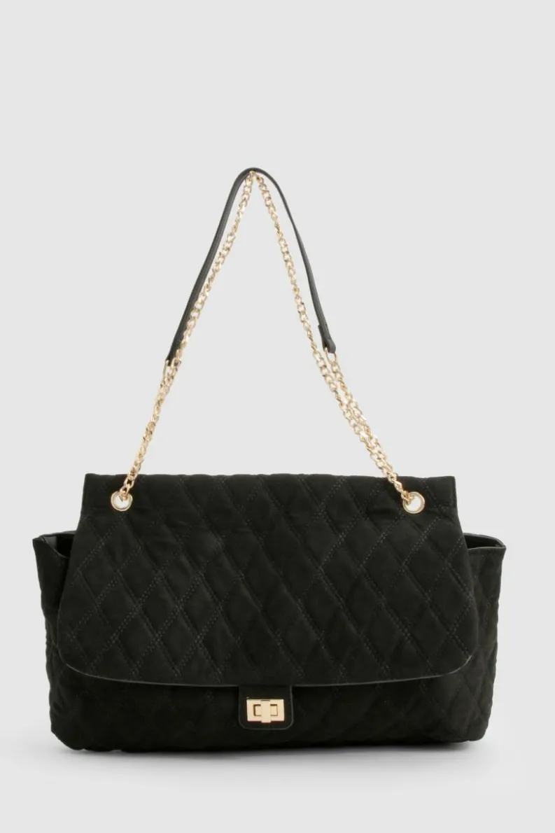 Shoulder Bags|Handbags*boohoo Quilted Brushed Faux Suede Shoulder Bag black