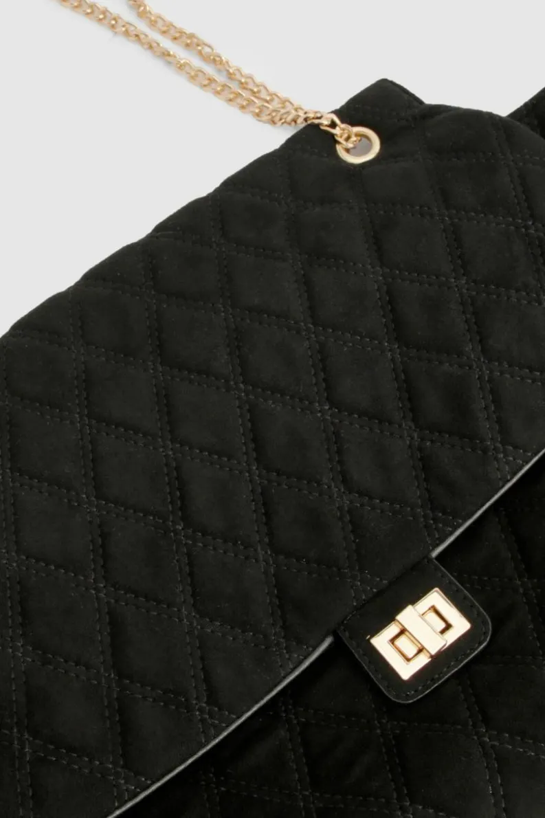 Shoulder Bags|Handbags*boohoo Quilted Brushed Faux Suede Shoulder Bag black