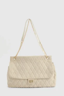 Shoulder Bags|Handbags*boohoo Quilted Brushed Faux Suede Shoulder Bag off white