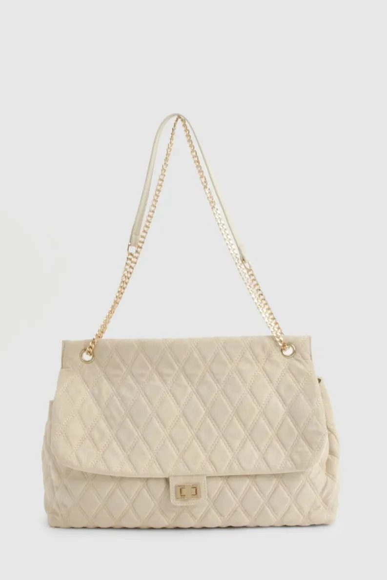 Shoulder Bags|Handbags*boohoo Quilted Brushed Faux Suede Shoulder Bag off white