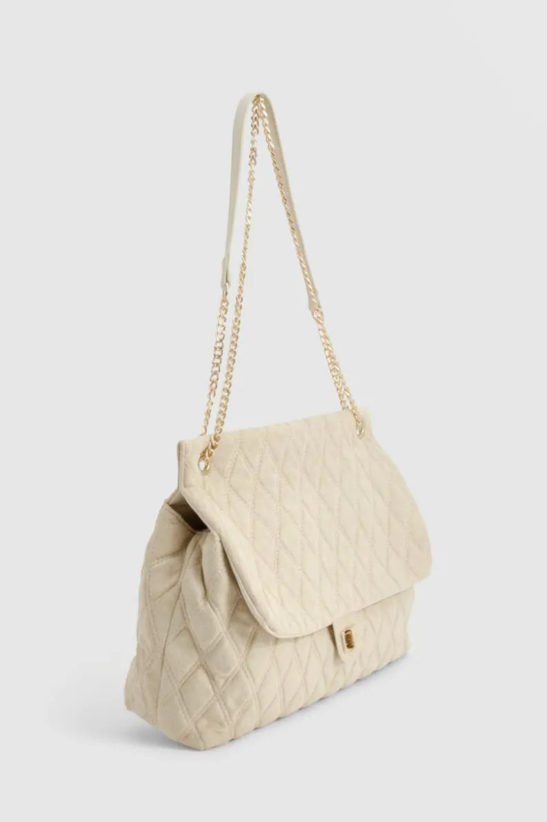 Shoulder Bags|Handbags*boohoo Quilted Brushed Faux Suede Shoulder Bag off white