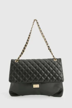 Shoulder Bags|Handbags*boohoo Quilted Leather Look Shoulder Bag black