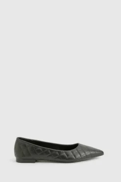 Flats*boohoo Quilted Pointed Flats black