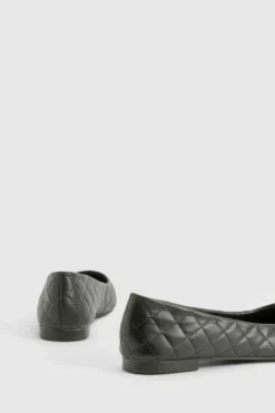 Flats*boohoo Quilted Pointed Flats black