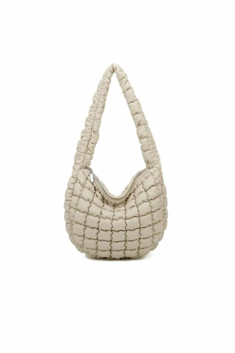 Shoulder Bags*Kitise Quilted Puffer Padding Handbag Shoulder Bag Beige