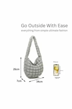 Shoulder Bags*Kitise Quilted Puffer Padding Handbag Shoulder Bag Beige