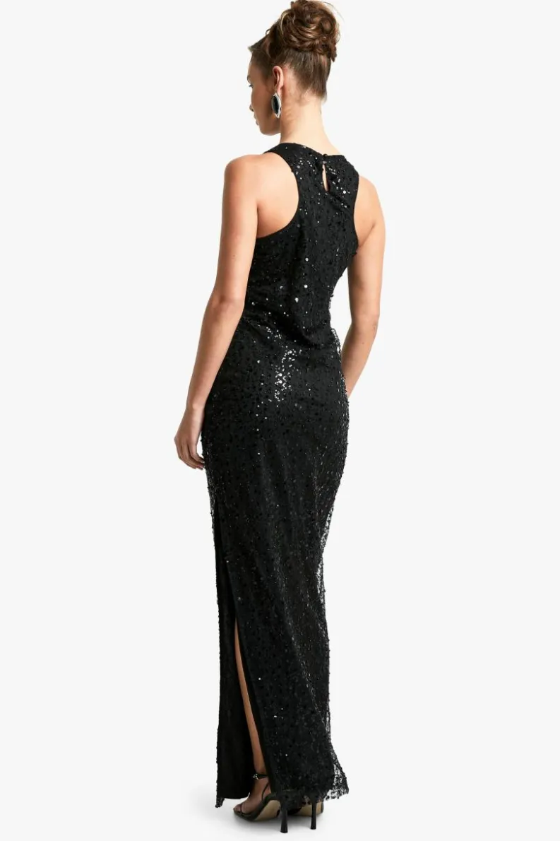 Maxi Dresses*boohoo Racer Neck Sequin Maxi Dress black