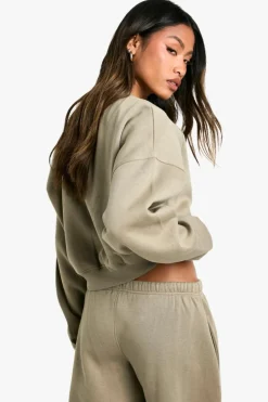 Sweatshirts|Hoodies & Sweatshirts*boohoo Raglan Seam Crew Neck Boxy Sweatshirt washed khaki