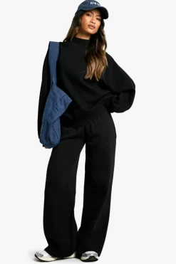 Sweatshirts|Hoodies & Sweatshirts*boohoo Raglan Seam Funnel Neck Balloon Sleeve Oversized Sweatshirt black