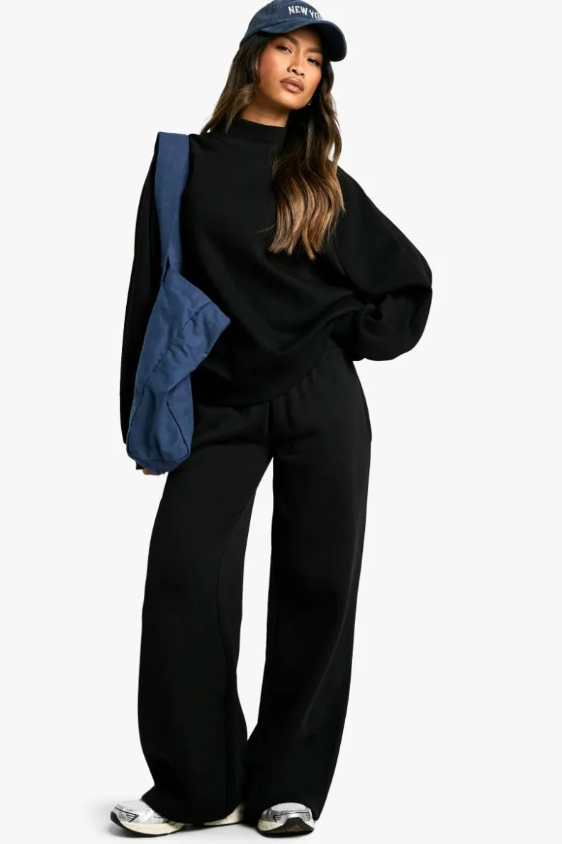 Sweatshirts|Hoodies & Sweatshirts*boohoo Raglan Seam Funnel Neck Balloon Sleeve Oversized Sweatshirt black