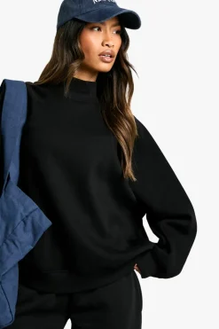 Sweatshirts|Hoodies & Sweatshirts*boohoo Raglan Seam Funnel Neck Balloon Sleeve Oversized Sweatshirt black