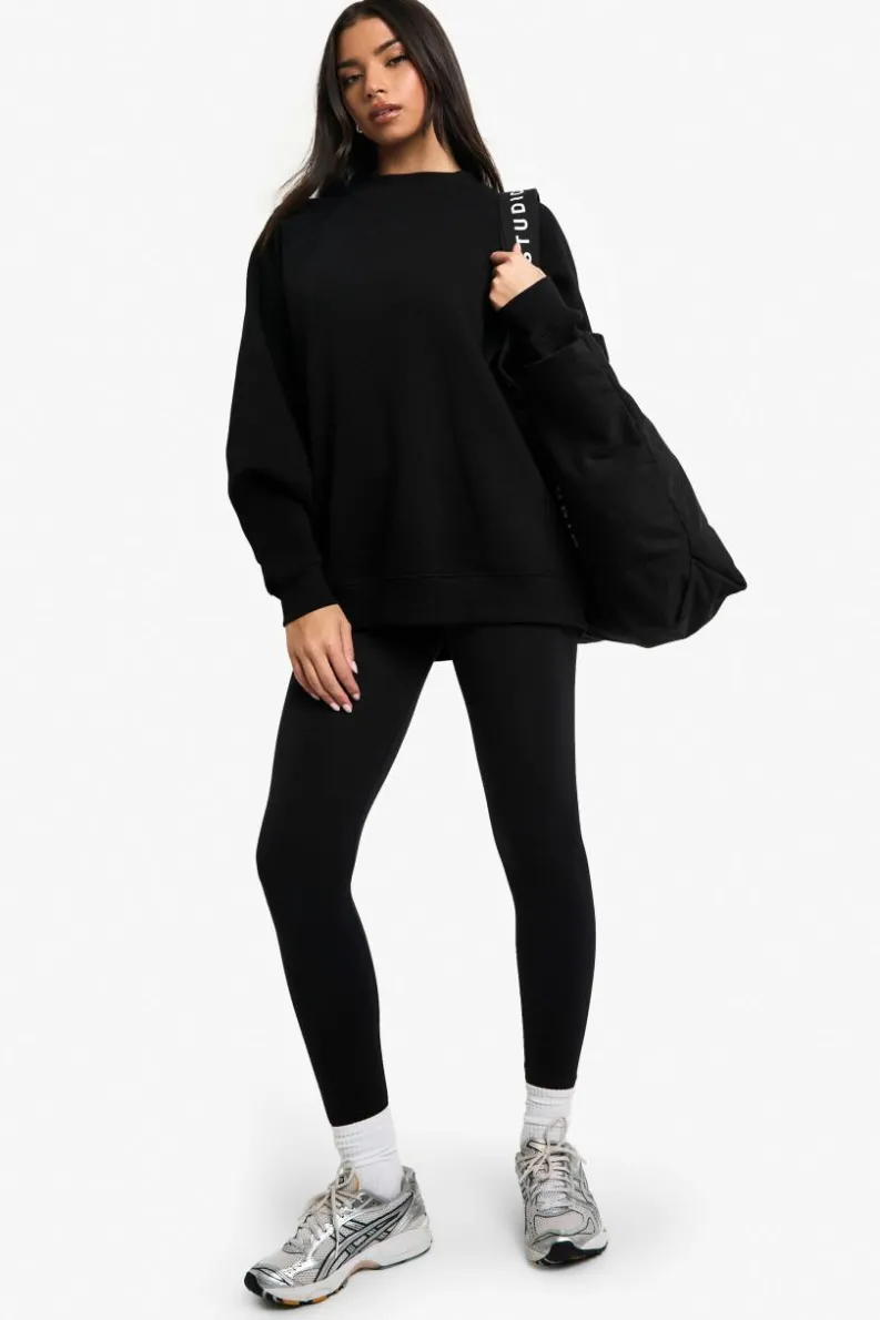Sweatshirts|Hoodies & Sweatshirts*boohoo Raglan Seam Oversized Longline Sweatshirt black