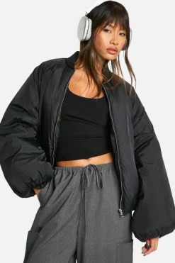 Up To 80% Off Winter Warmers|Puffer Jackets*boohoo Raglan Sleeve Puffer Jacket black