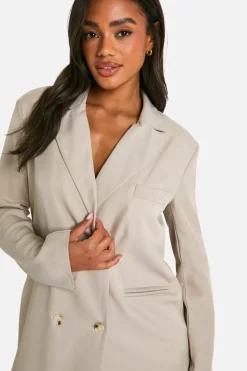 Blazer Dresses|Mini Dresses*boohoo Raw Hem Blazer Dress beige