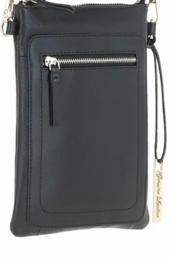 Cross-Body Bags*Ashwood Leather Real Leather Crossbody Smart Phone Bag Black