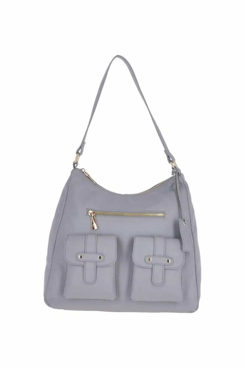Shoulder Bags*Ashwood Leather Real Leather Medium Shoulder Bag Grey