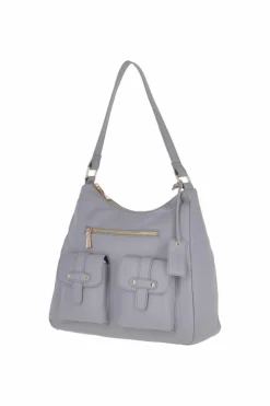 Shoulder Bags*Ashwood Leather Real Leather Medium Shoulder Bag Grey