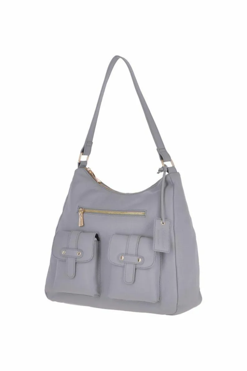 Shoulder Bags*Ashwood Leather Real Leather Medium Shoulder Bag Grey