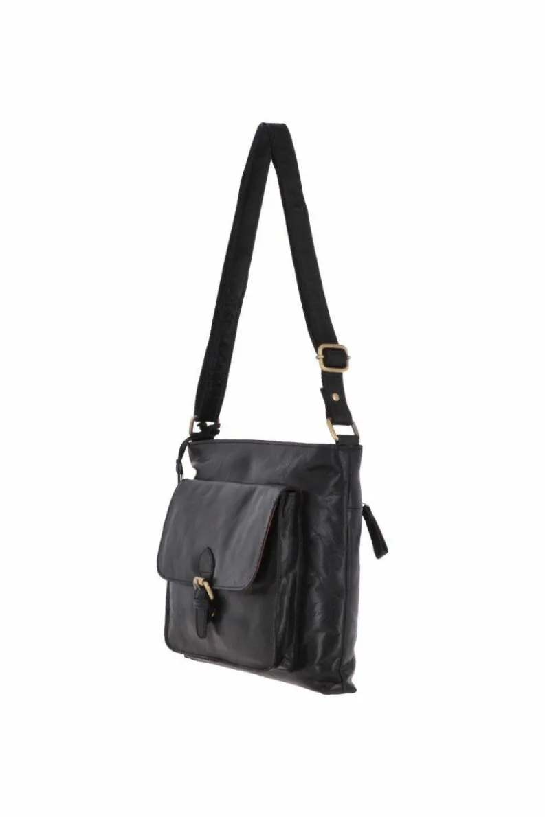 Shoulder Bags*Ashwood Leather Real Leather Vintage Medium Shoulder Bag Black