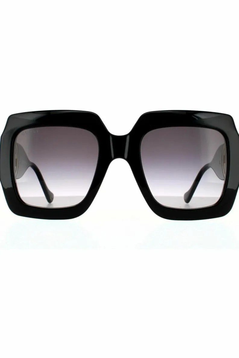 Sunglasses*Gucci Rectangle Grey Gradient Sunglasses Black