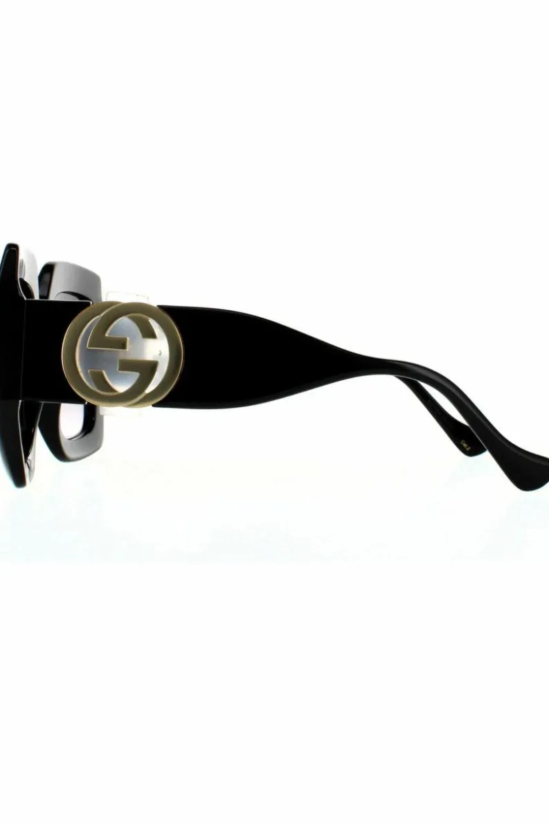 Sunglasses*Gucci Rectangle Grey Gradient Sunglasses Black