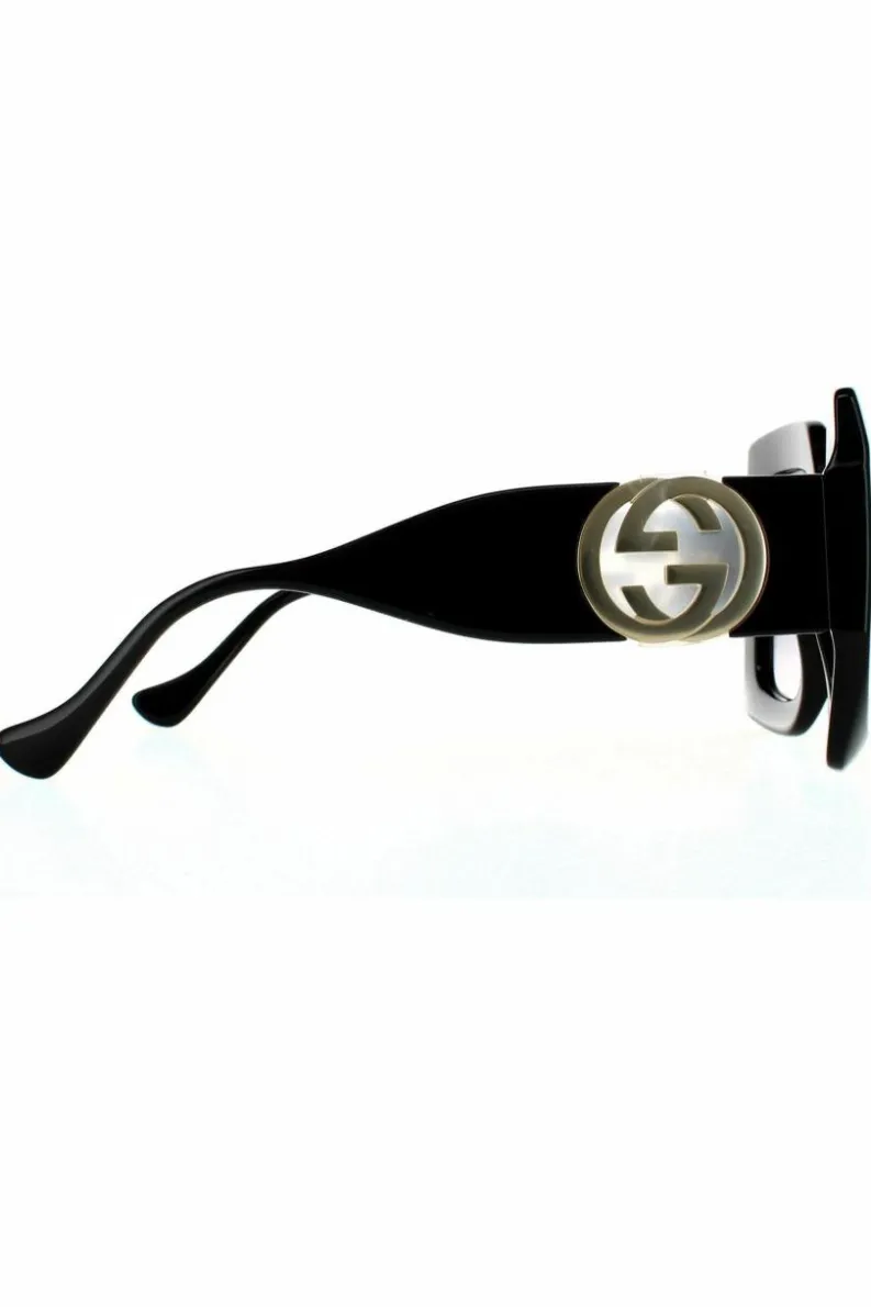 Sunglasses*Gucci Rectangle Grey Gradient Sunglasses Black