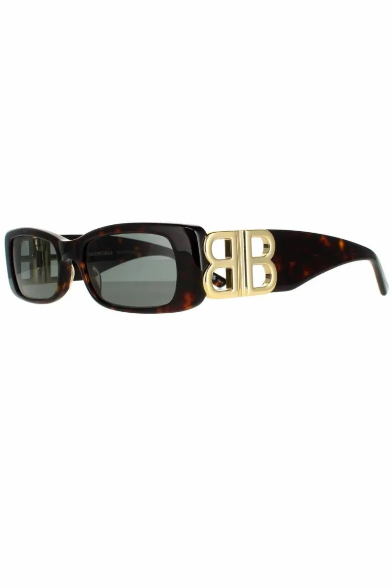 Sunglasses*Balenciaga Rectangle Dark Havana Green BB0096S Brown