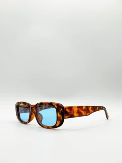 Sunglasses*SVNX Rectangle Plastic Frame Sunglasses With Coloured Lenses Brown