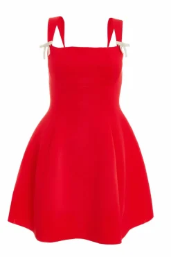 A Line Dresses|Skater Dresses*Quiz A-Line Bow Detail Mini Dress Red