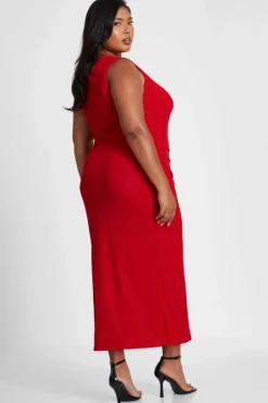 Bodycon Dresses*Quiz Curve Glitter Mesh Midaxi Dress Red