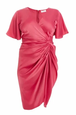 Wrap Dresses|Midi Dresses*Quiz Curve Satin Wrap Midi Dress Red