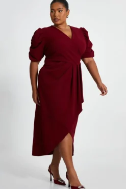Wrap Dresses|Midi Dresses*Quiz Curve Wrap Midi Dress Red