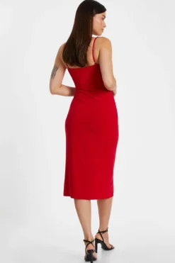 Midi Dresses*Quiz Diamante Strap Midi Dress Red