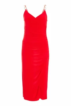 Midi Dresses*Quiz Diamante Strap Midi Dress Red