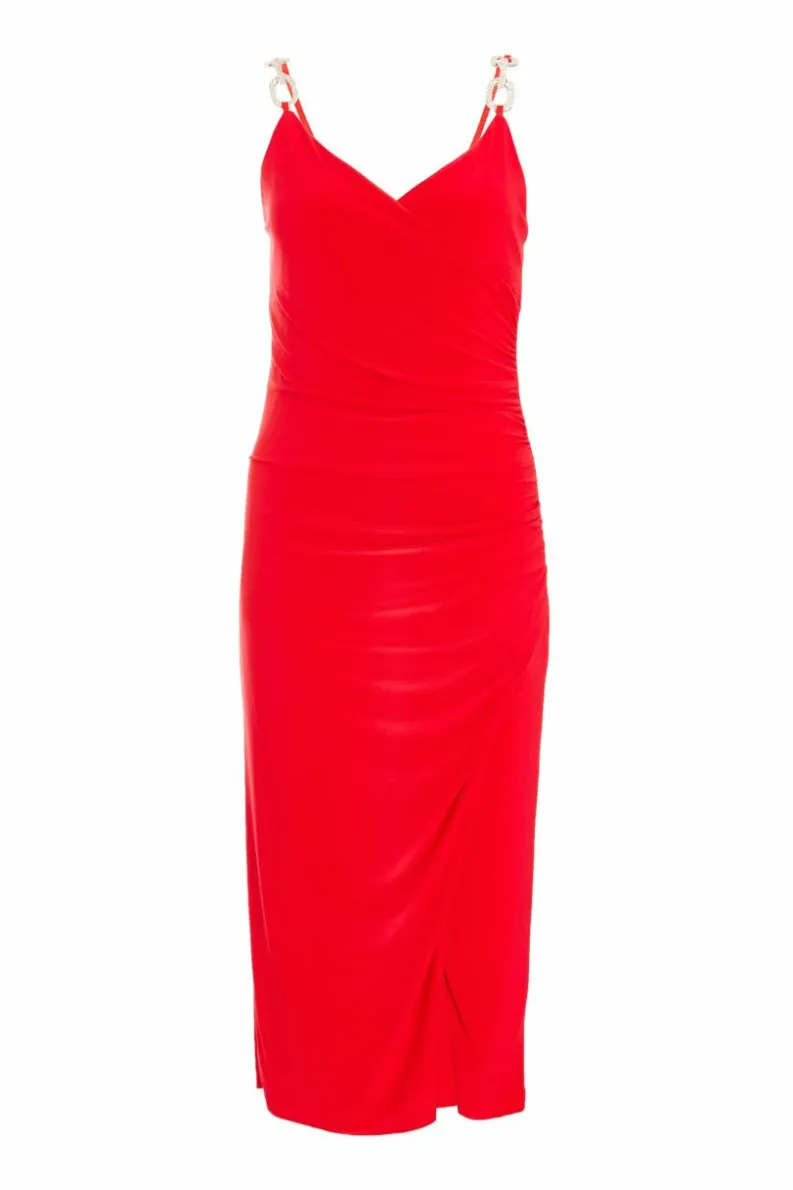 Midi Dresses*Quiz Diamante Strap Midi Dress Red