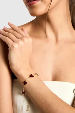 Bracelets*boohoo Enamel Scatte Heart Bracelet red