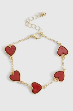 Bracelets*boohoo Enamel Scatte Heart Bracelet red