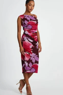 Bodycon Dresses|Midi Dresses*Quiz Floral Midi Dress Red