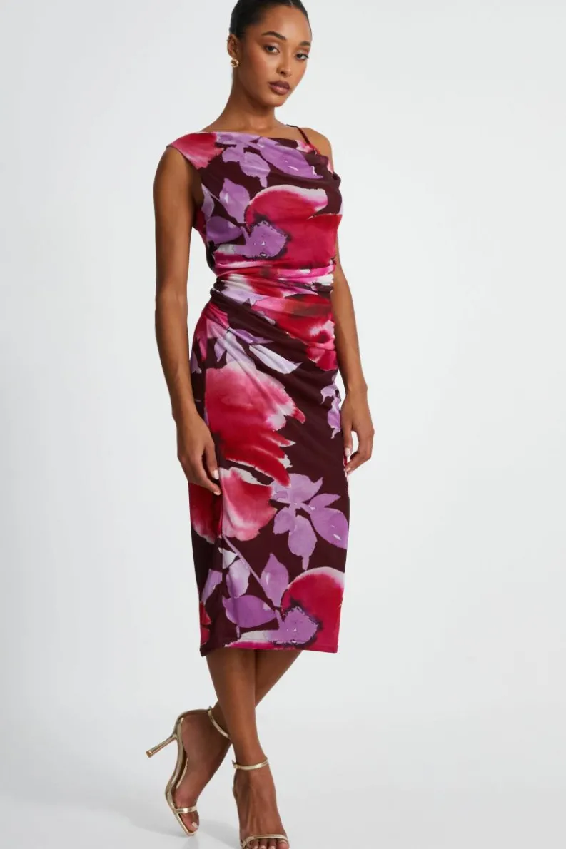 Bodycon Dresses|Midi Dresses*Quiz Floral Midi Dress Red