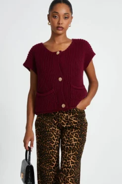 Cardigans*Quiz Knit Sleeveless Cardigan Red