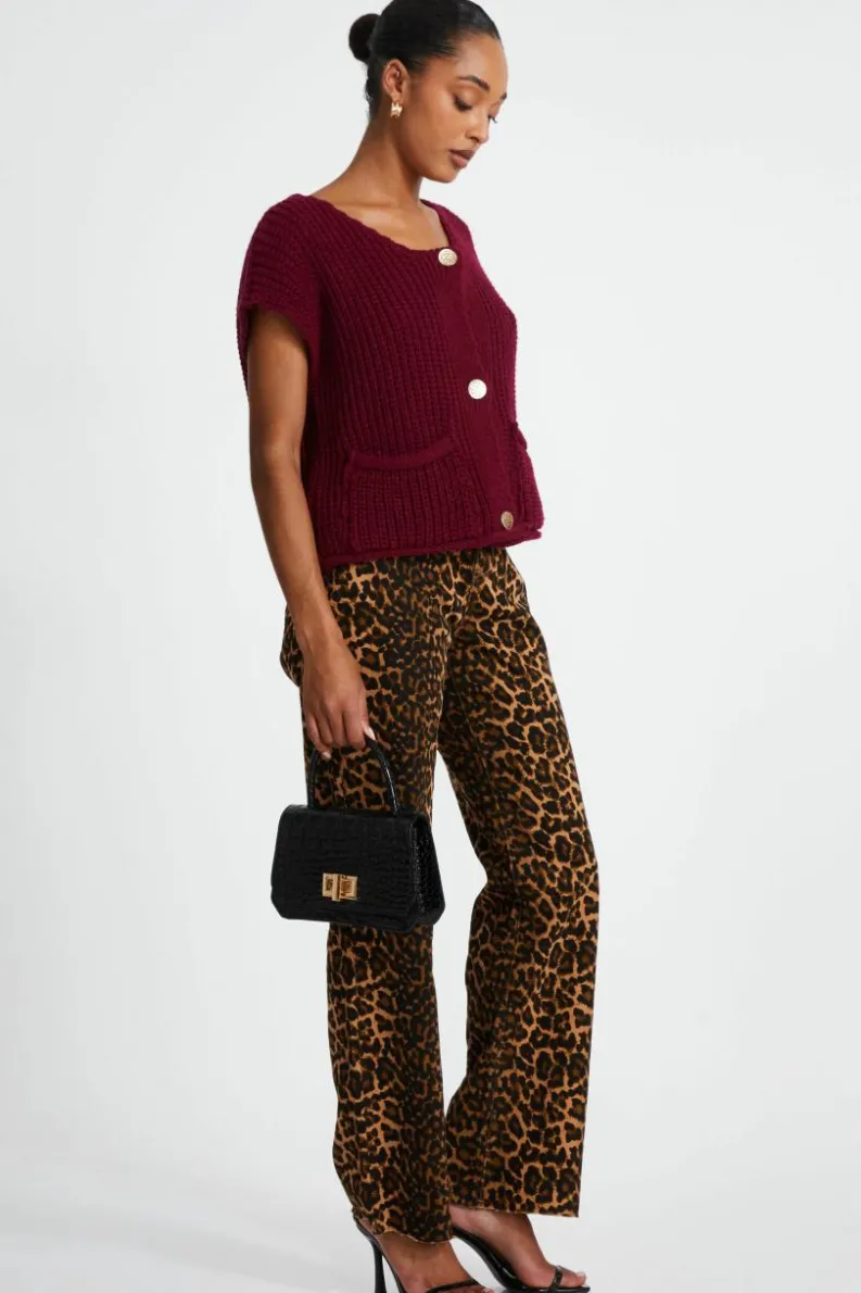 Cardigans*Quiz Knit Sleeveless Cardigan Red